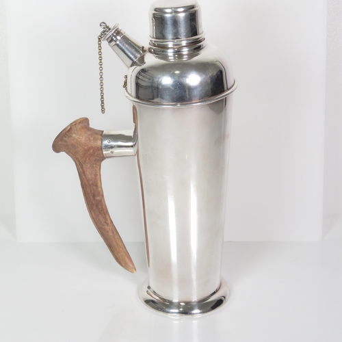 416 - P.H.V & Co EPNS Cocktail Shaker w/ Horn Handle Height 30cm