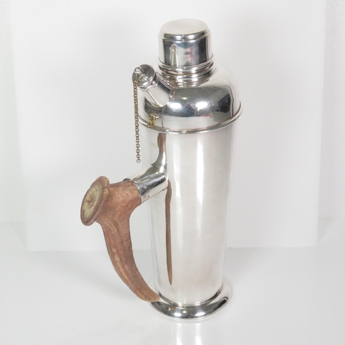 416 - P.H.V & Co EPNS Cocktail Shaker w/ Horn Handle Height 30cm