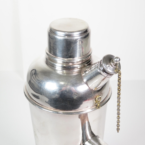 416 - P.H.V & Co EPNS Cocktail Shaker w/ Horn Handle Height 30cm