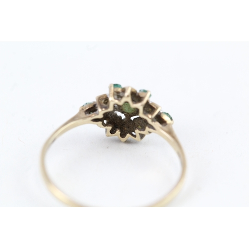 110 - 9ct gold vintage emerald & diamond dress ring (1.2g) Size  O