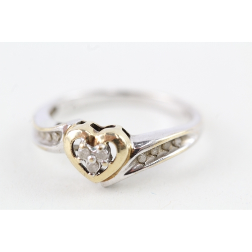 120 - 9ct gold diamond heart shape dress ring (2.6g) Size  O