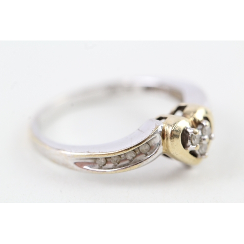 120 - 9ct gold diamond heart shape dress ring (2.6g) Size  O