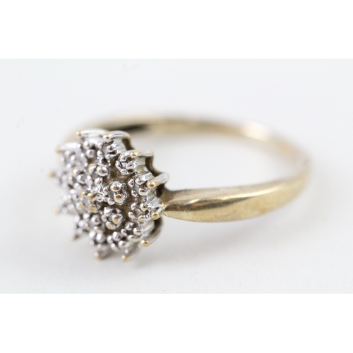 125 - 9ct gold diamond cluster ring (2.5g) Size  N