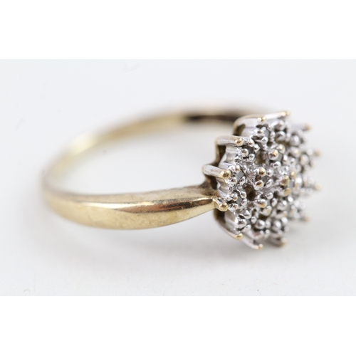 125 - 9ct gold diamond cluster ring (2.5g) Size  N