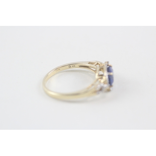 141 - 9ct gold oval cut kyanite & diamond dress ring (2.8g) Size  Q