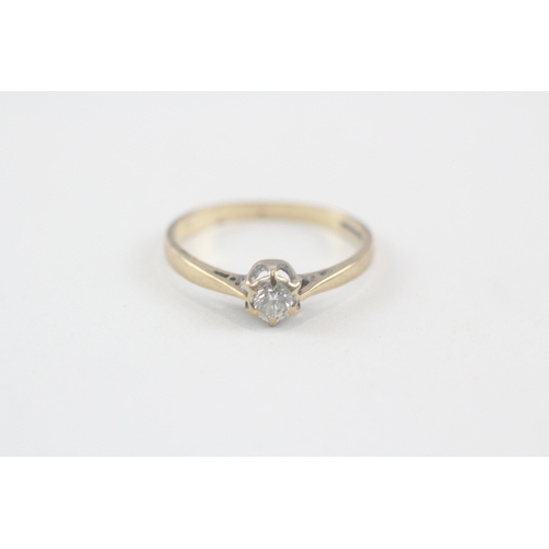 161 - 9ct gold vintage diamond solitaire ring (1.7g) Size  P