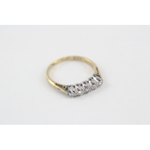 166 - 18ct gold & platinum vintage diamond five stone ring (2.2g) Size  K