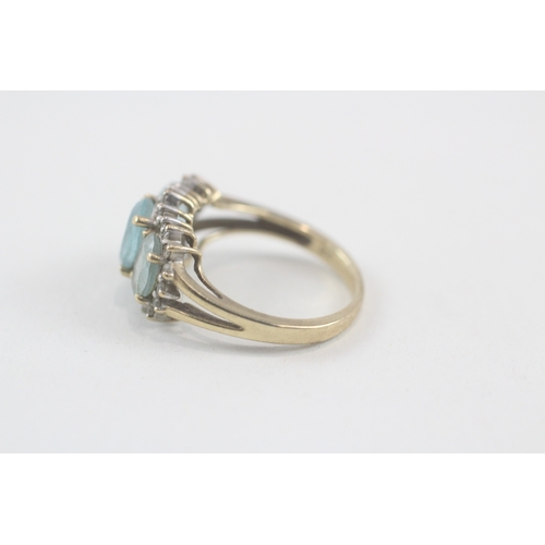 170 - 9ct gold blue topaz & diamond dress ring (3.7g) Size  N