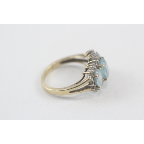 170 - 9ct gold blue topaz & diamond dress ring (3.7g) Size  N