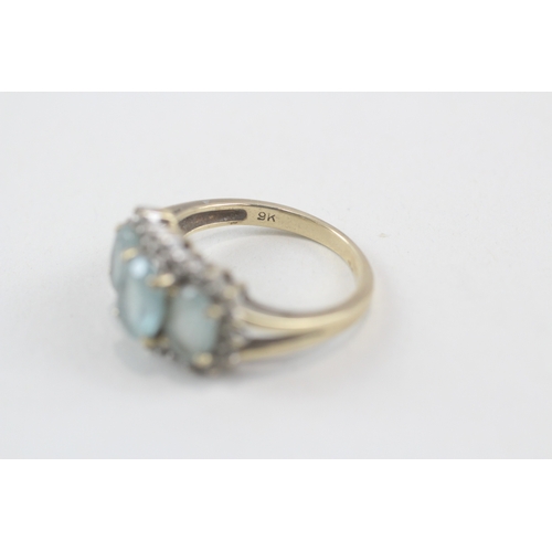 170 - 9ct gold blue topaz & diamond dress ring (3.7g) Size  N