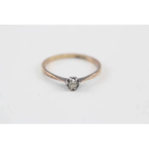 172 - 18ct gold & platinum vintage diamond solitaire ring (1.7g) Size  M