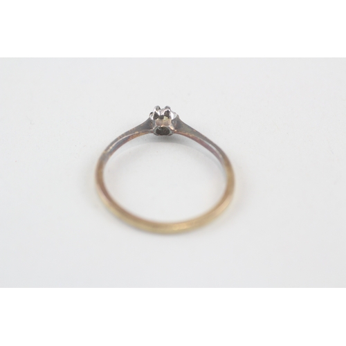 172 - 18ct gold & platinum vintage diamond solitaire ring (1.7g) Size  M