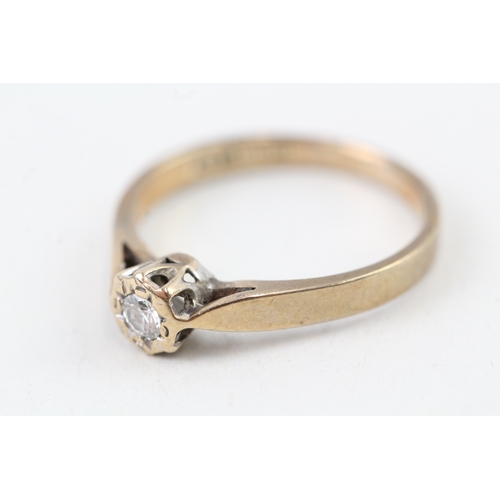 188 - 9ct gold vintage diamond solitaire ring (2g) Size  N 1/2