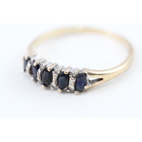 194 - 9ct gold vintage sapphire & diamond dress ring (1.6g) Size  N