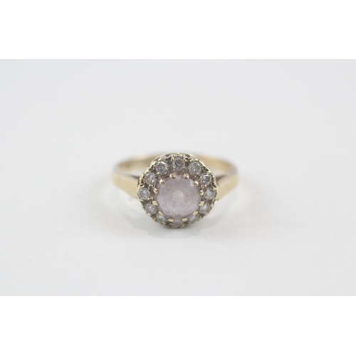 202 - 9ct gold vintage amethyst & cubic zirconia dress ring (2.3g) Size  K 1/2