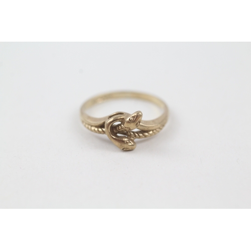 211 - 9ct gold vintage double coiled snake ring (1.8g) Size  L