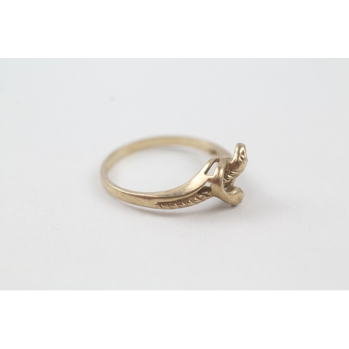 211 - 9ct gold vintage double coiled snake ring (1.8g) Size  L