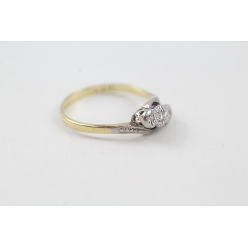 214 - 18ct gold and platinum diamond trilogy crossover dress ring (2.2g) Size  N