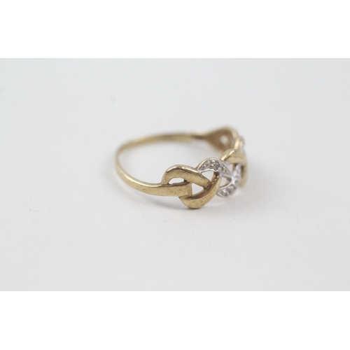 215 - 9ct gold diamond weave dress ring (1.2g) Size  K