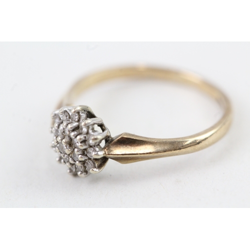 252 - 9ct gold parve set diamond cluster ring (1.7g) Size  J 1/2