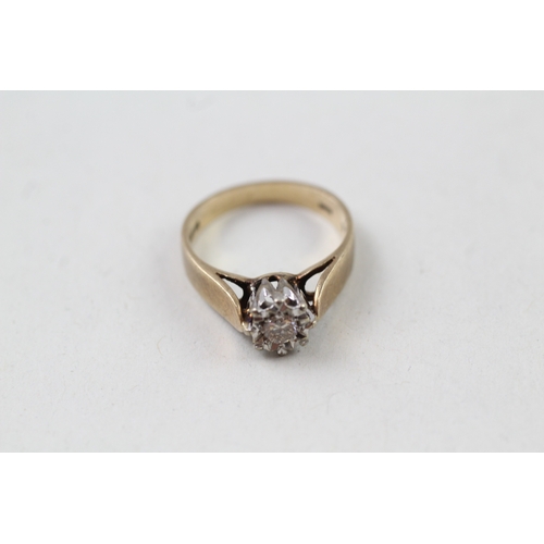 26 - 9ct gold vintage diamond solitaire dress ring (2.5g) Size  J