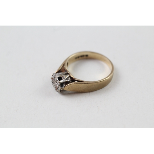 26 - 9ct gold vintage diamond solitaire dress ring (2.5g) Size  J