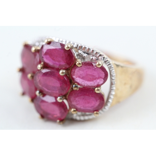 36 - 9ct gold oval cut ruby & diamond dress ring (3.2g) Size  I