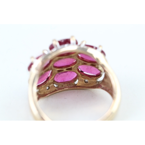 36 - 9ct gold oval cut ruby & diamond dress ring (3.2g) Size  I