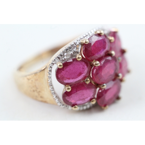 36 - 9ct gold oval cut ruby & diamond dress ring (3.2g) Size  I