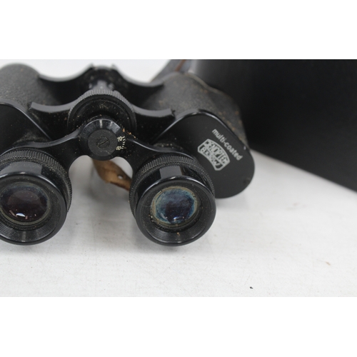 406 - Carl Zeiss Jena Jenoptem Multi-Coated 8x30w Binoculars Working w/ Case