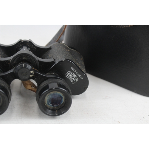 406 - Carl Zeiss Jena Jenoptem Multi-Coated 8x30w Binoculars Working w/ Case