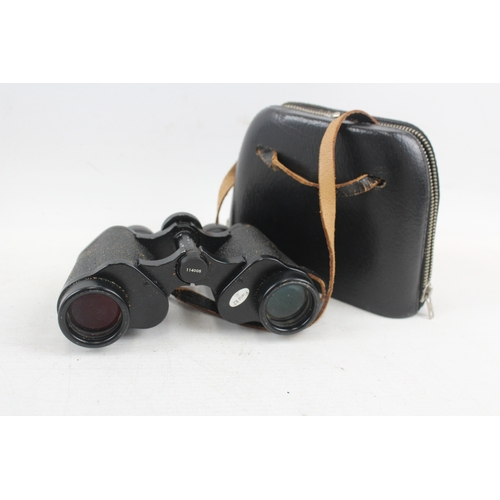 406 - Carl Zeiss Jena Jenoptem Multi-Coated 8x30w Binoculars Working w/ Case