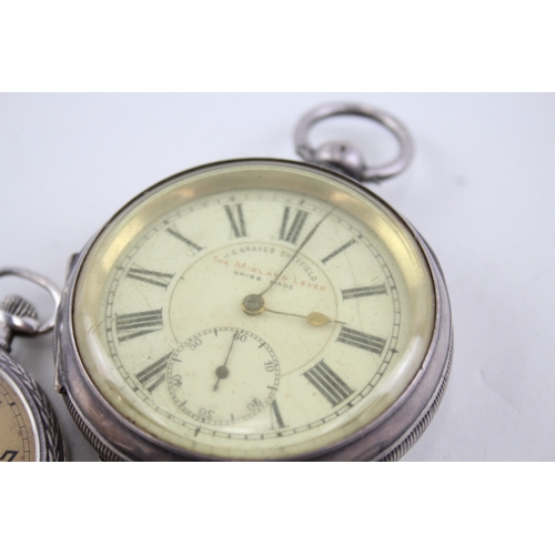 409 - Vintage Mixed Purity Silver Pocket Watches Hand/Key-Wind UNTESTED