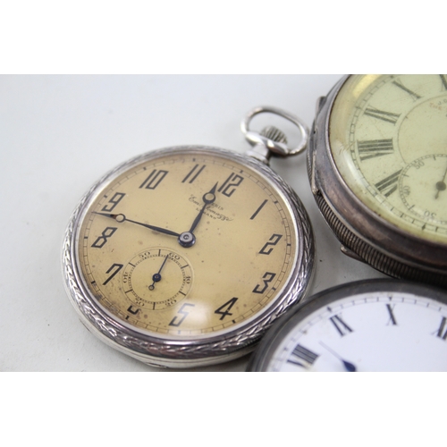 409 - Vintage Mixed Purity Silver Pocket Watches Hand/Key-Wind UNTESTED