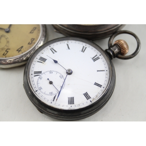 409 - Vintage Mixed Purity Silver Pocket Watches Hand/Key-Wind UNTESTED