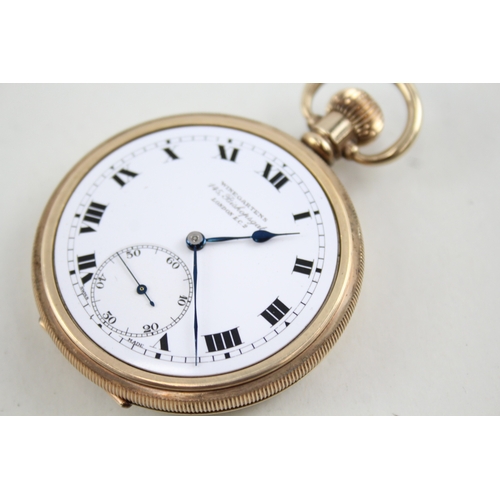 417 - Vintage Winegartens Rolled Gold Open Face Pocket Watch Hand-Wind WATCH RUNS