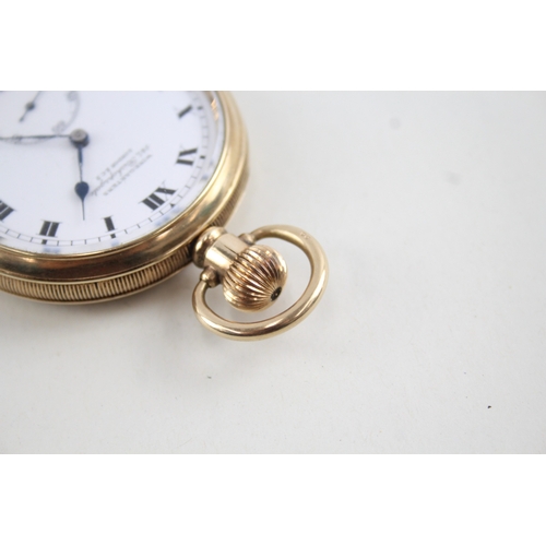 417 - Vintage Winegartens Rolled Gold Open Face Pocket Watch Hand-Wind WATCH RUNS