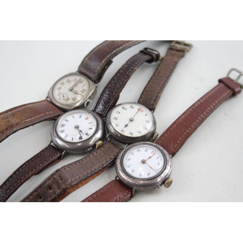 419 - Women's Vintage Silver Watches Hand-Wind Inc. Trench Style WATCH RUNS x 4