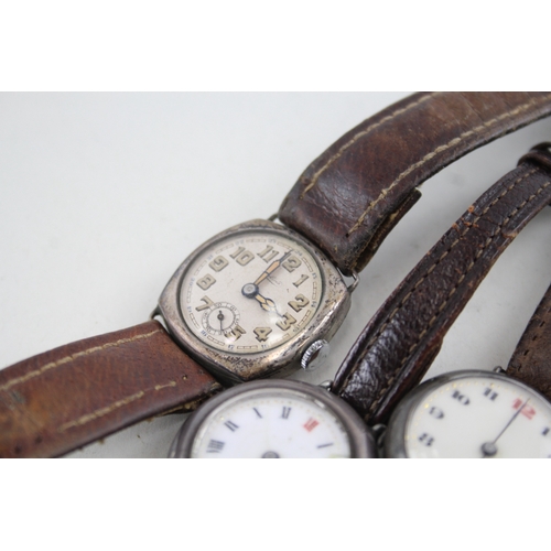 419 - Women's Vintage Silver Watches Hand-Wind Inc. Trench Style WATCH RUNS x 4