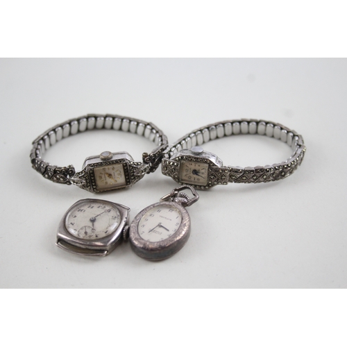 422 - Women's Vintage Mixed Purity Silver Wrist & Pendant Watches Hand-Wind WATCH RUNS