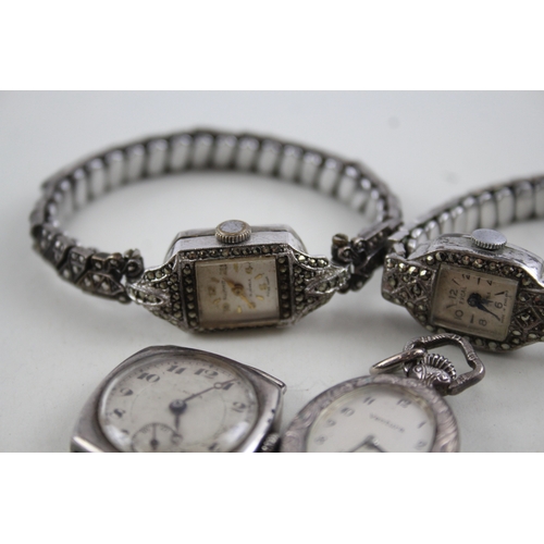 422 - Women's Vintage Mixed Purity Silver Wrist & Pendant Watches Hand-Wind WATCH RUNS