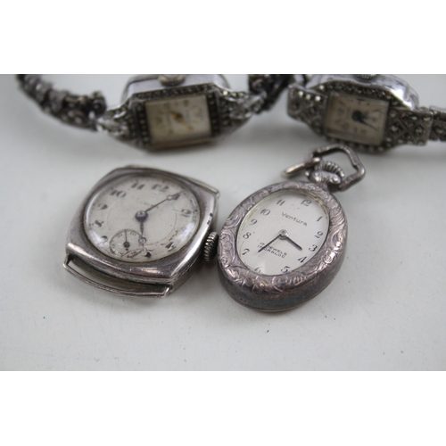 422 - Women's Vintage Mixed Purity Silver Wrist & Pendant Watches Hand-Wind WATCH RUNS