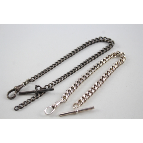 427 - Vintage 925 Silver Pocket Watch Chains T-Bar