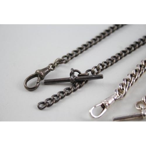 427 - Vintage 925 Silver Pocket Watch Chains T-Bar