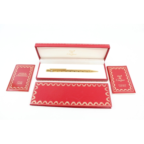 440 - Must De Cartier Gold Plated Ballpoint Pen / Biro WRITING In Original Box B96012