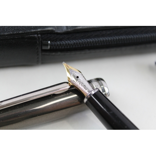 441 - Montblanc Meisterstuck Solitaire Hematite Steel Fountain Pen w/ 18ct Nib Etc