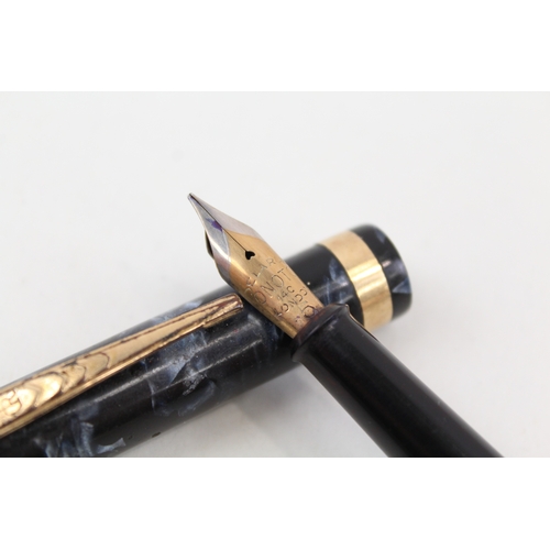 443 - Vintage De La Rue Onoto The Pen Blue Fountain Pen w/ 14ct Gold Nib WRITING