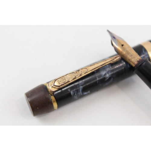 443 - Vintage De La Rue Onoto The Pen Blue Fountain Pen w/ 14ct Gold Nib WRITING