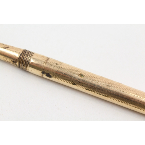 445 - Vintage De La Rue Onoto Gold Plated Cased Fountain Pen w/ 14ct Gold Nib WRITING