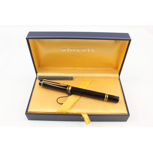 447 - Vintage Waterman Ideal Black Lacquer Fountain Pen w/ 18ct Gold Nib WRITING Boxed